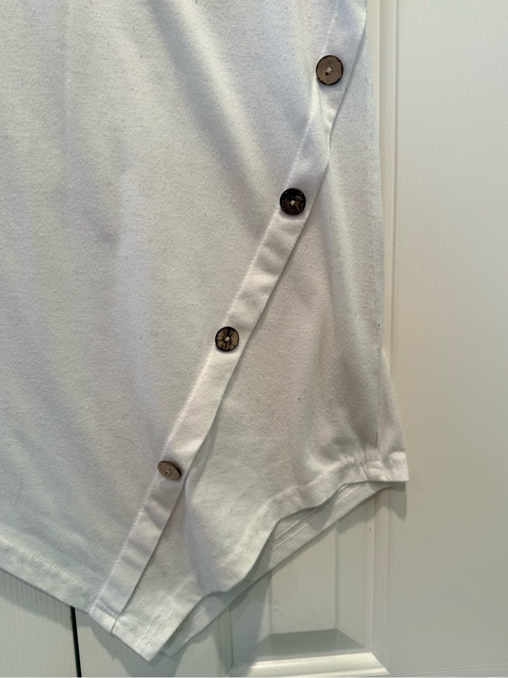 White Sleeveless Tank with Button Accent - Picture 3 of 6